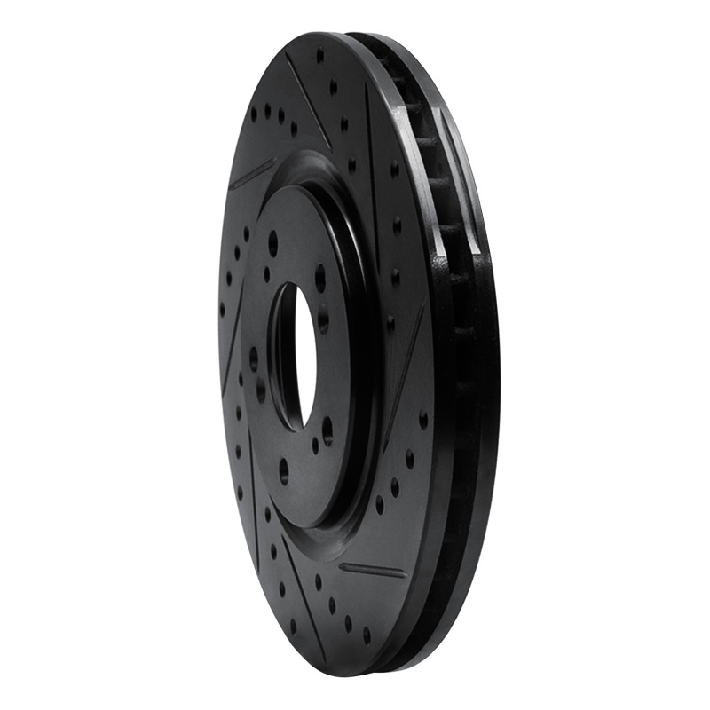 Acura NSX Brake Rotor (1) - Front Right - R1 Concepts - Drilled & Slotted - Black - `97-`05